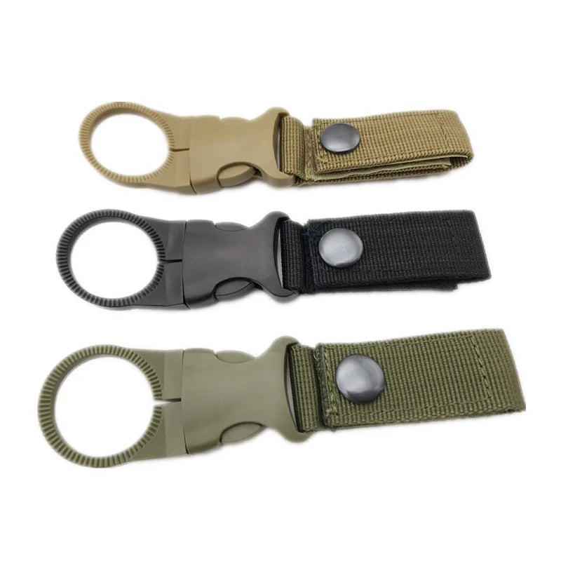 Three tactical keychains with different colors on a white background
