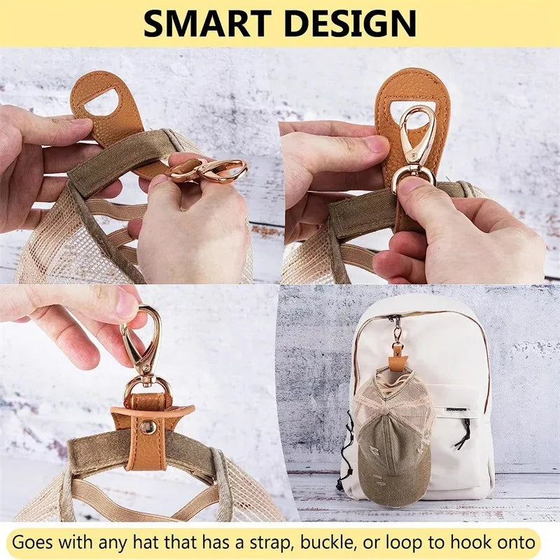 Leather Travel Hat Clip Strap Buckle