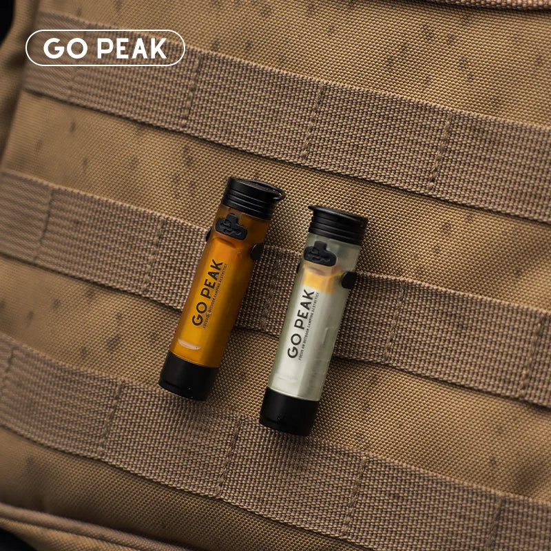 Two 'GO PEAK' products on a brown textured surface with 'GO PEAK' branding.