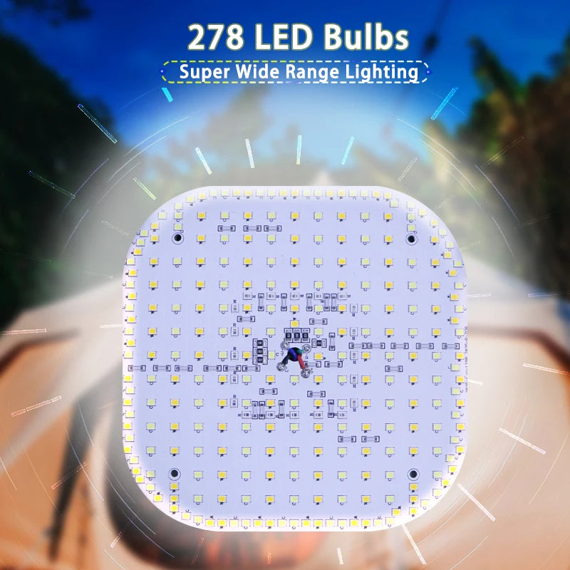 LED light bulb with 278 LED bulbs and 'Super Wide Range Lighting' text.