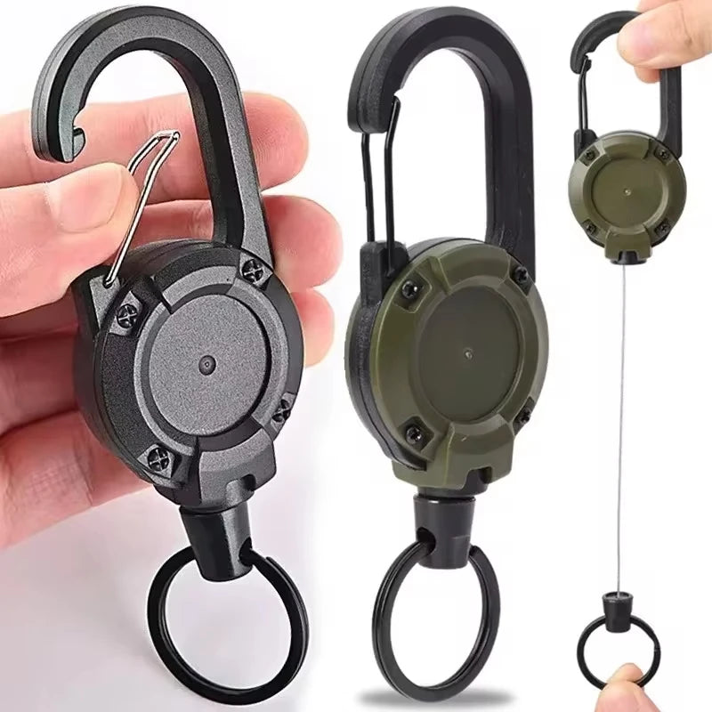 Retractable Carabiner Keychain with Steel Wire