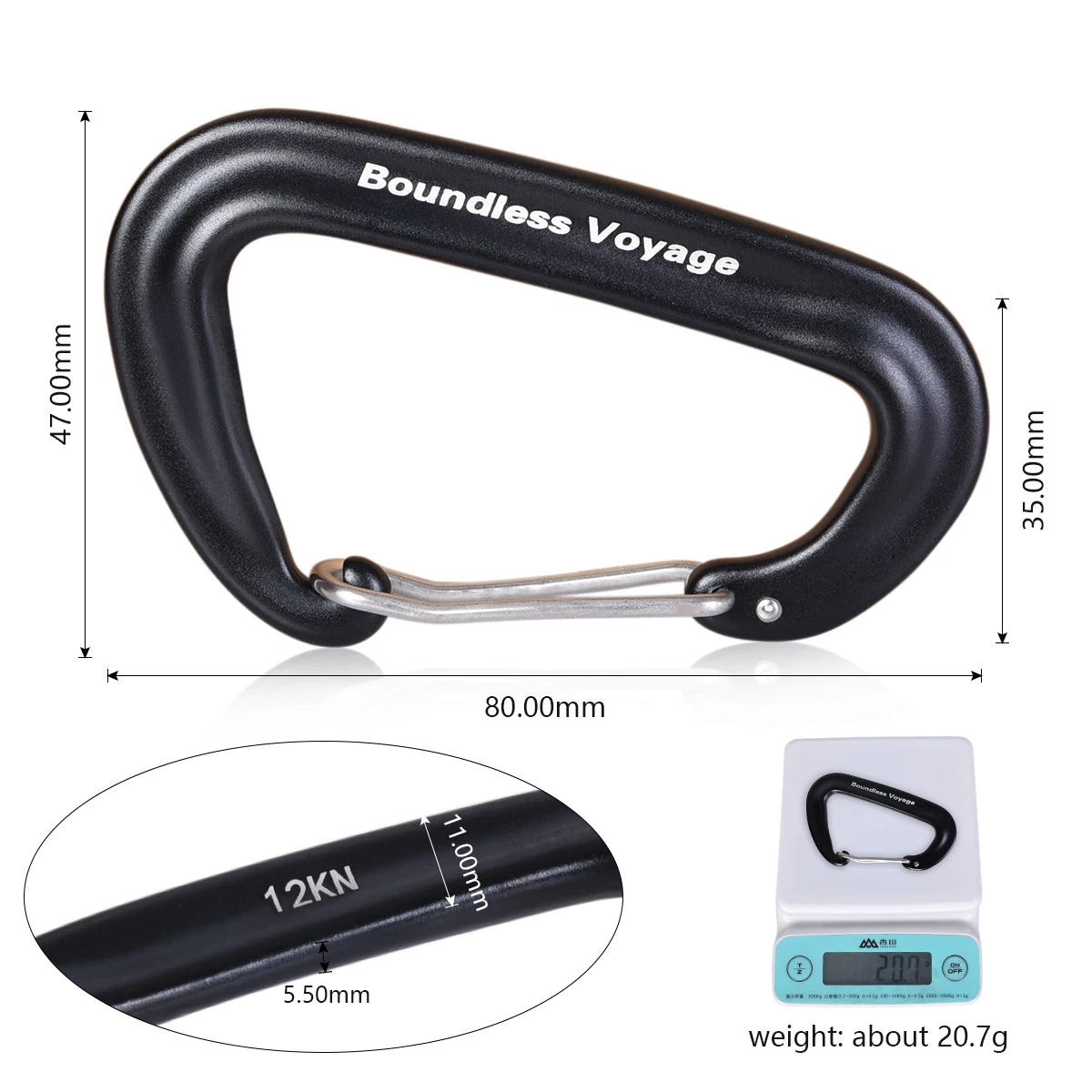 Boundless Voyage 12KN Carabiner Clip