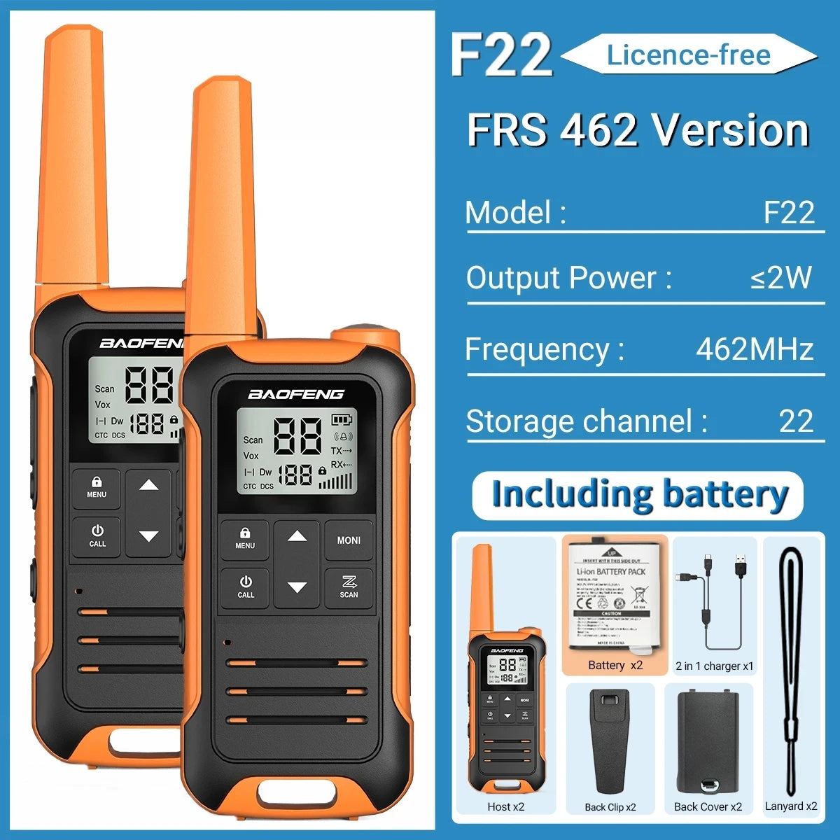 Baofeng F22 Mini Walkie Talkie Set