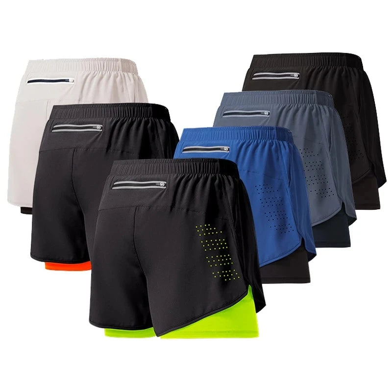 Set of colorful athletic shorts on a white background