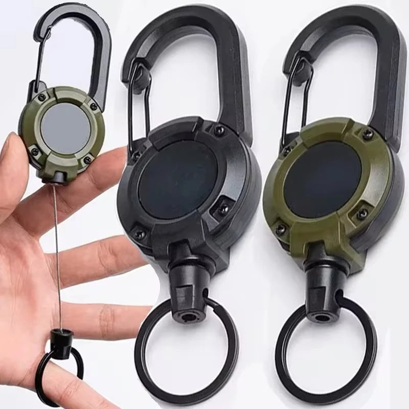 Retractable Carabiner Keychain with Steel Wire
