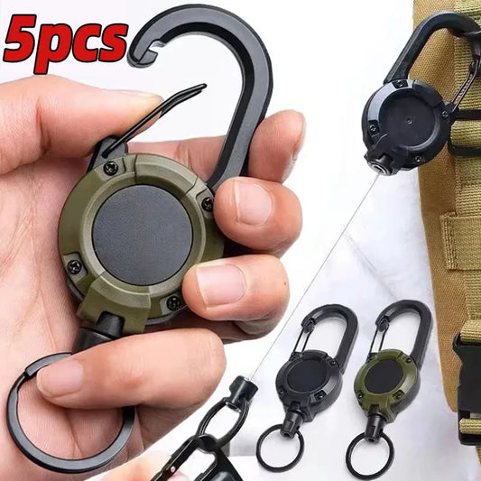 Retractable Carabiner Keychain with Steel Wire