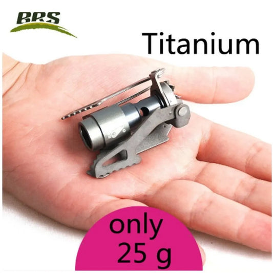 Small titanium tool held in a hand with 'BRS' branding and weight label.
