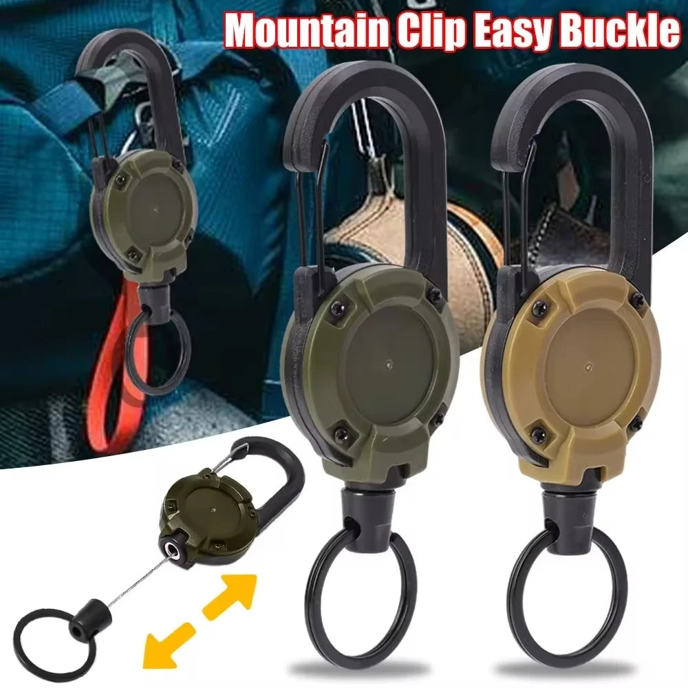 Retractable Carabiner Keychain with Steel Wire